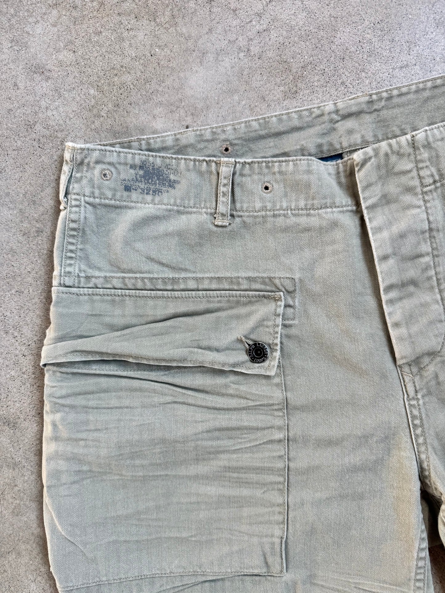 Vintage 1990s Polo Ralph Lauren Green Surplus Fit Cargo Shorts | 33