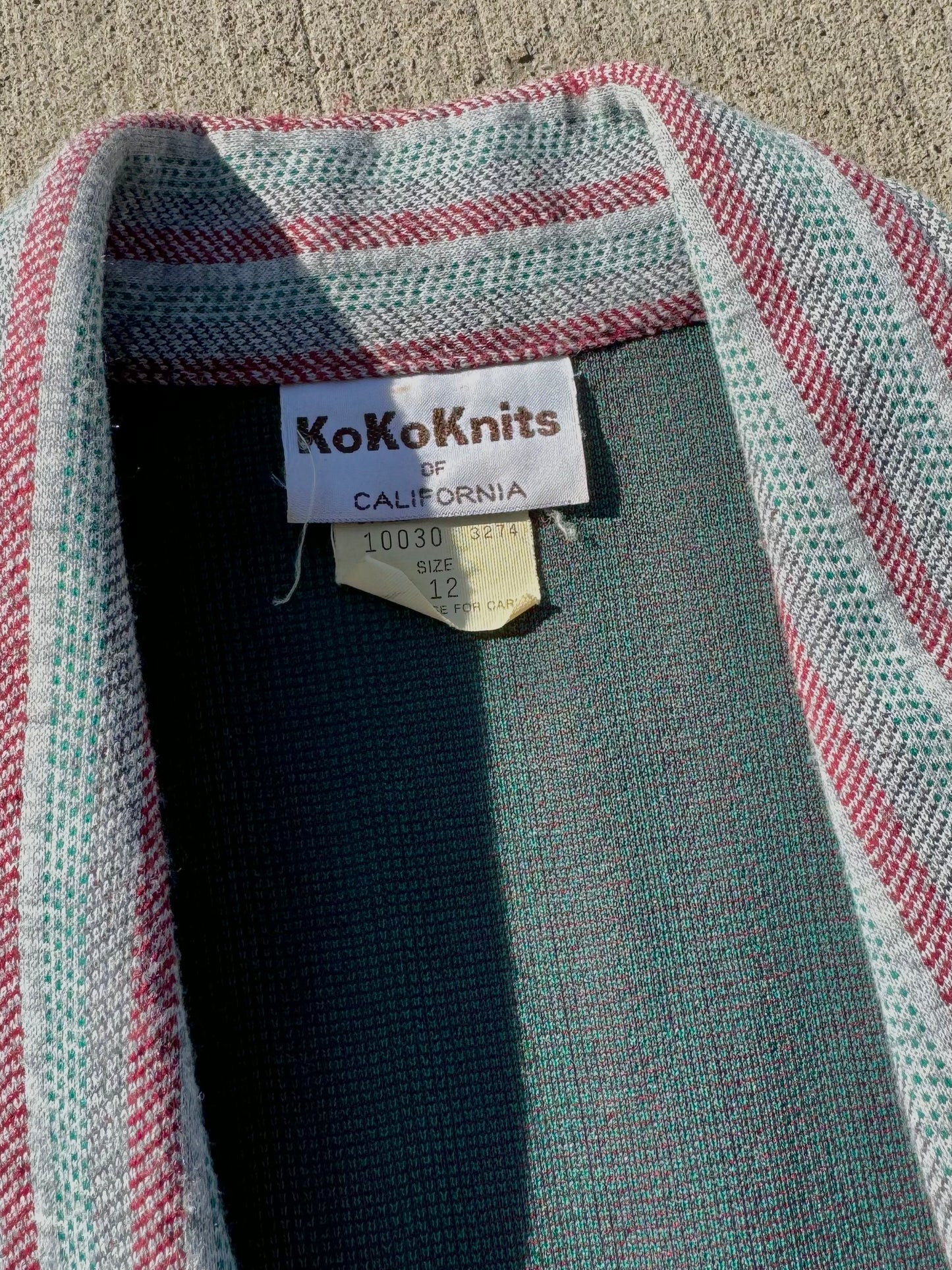 Vintage 1970s KoKo Knits Grey Striped Blazer | S/M