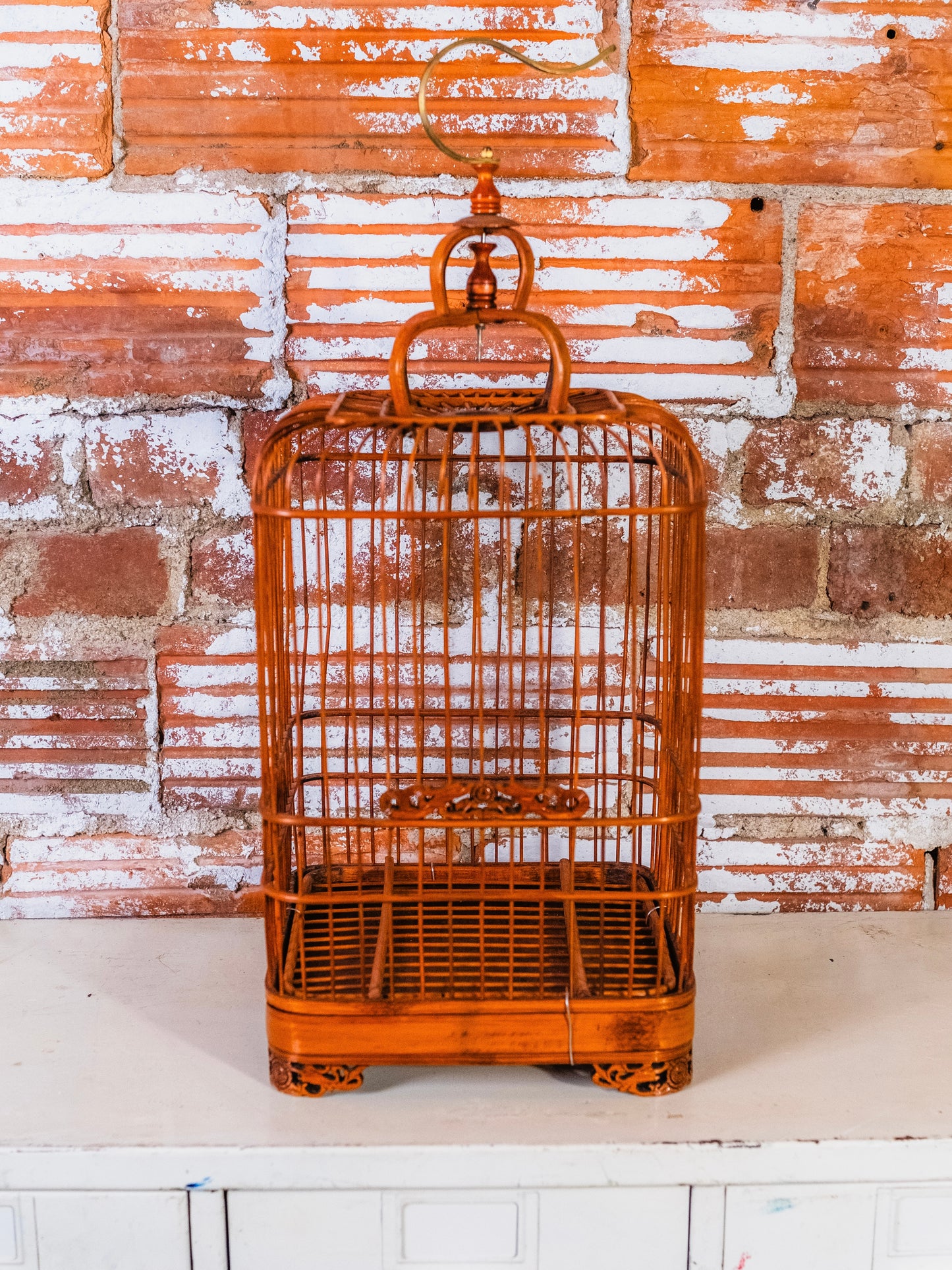 Vintage Asian-Style Bamboo Hanging Bird Cage