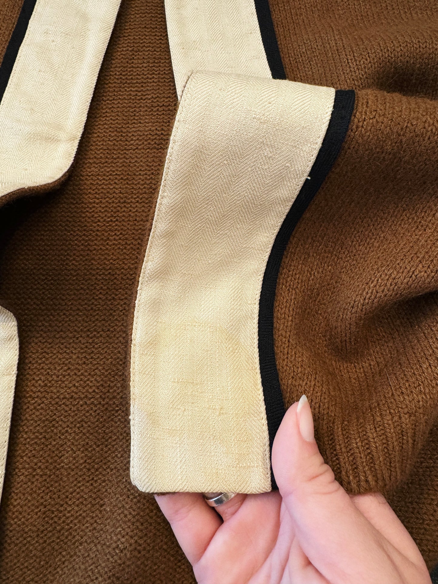 Vintage 1950s Brown Collared Short Sleeve Cardigan | M/L