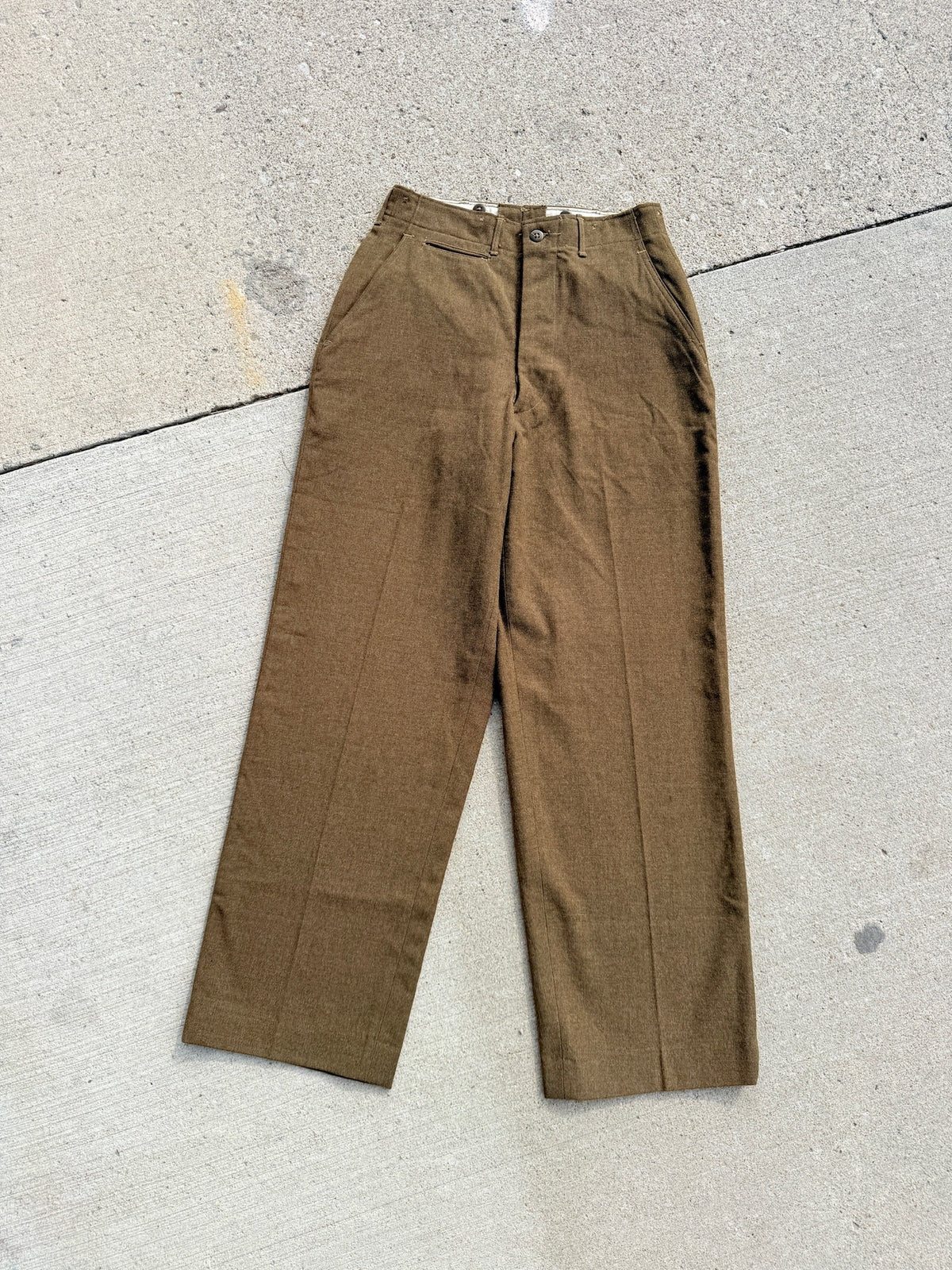 Vintage 1940's WW2 Green Wool High Waist Trousers