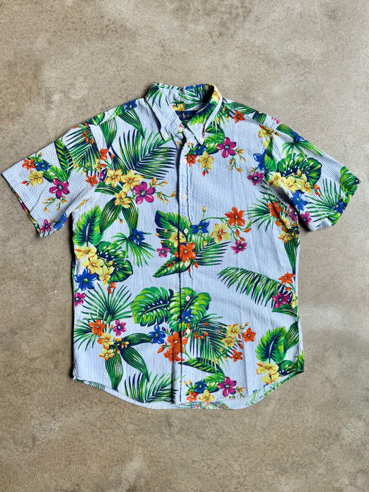 Polo Ralph Lauren Seersucker Hawaiian Floral Shirt | Large