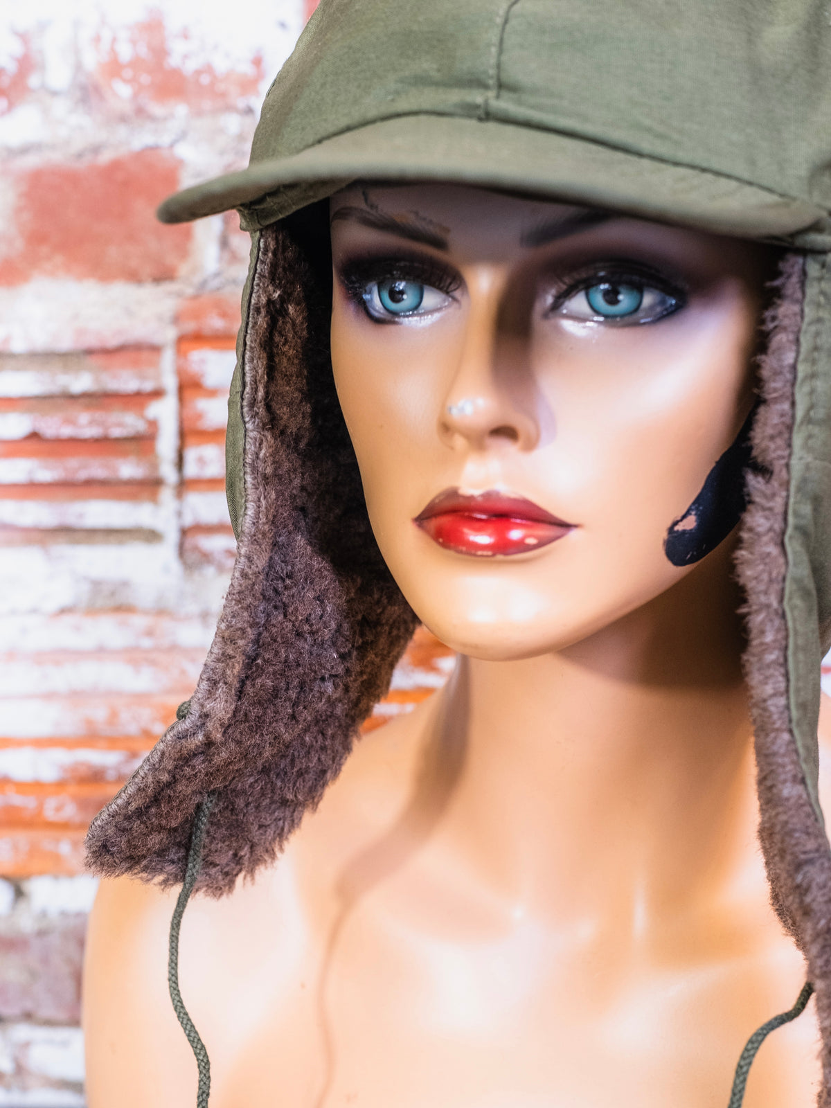 Vintage 1950s Military Cold Weather Field Pile Cap