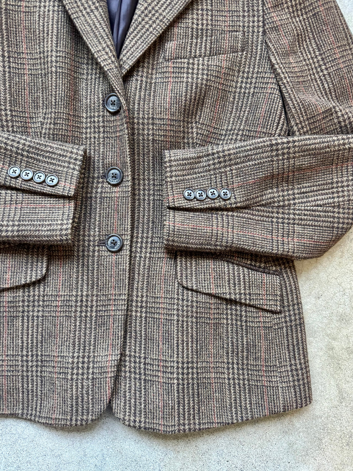 2000s Chaps Brown Plaid Wool-Blend Two-Piece Skirt Suit | Small