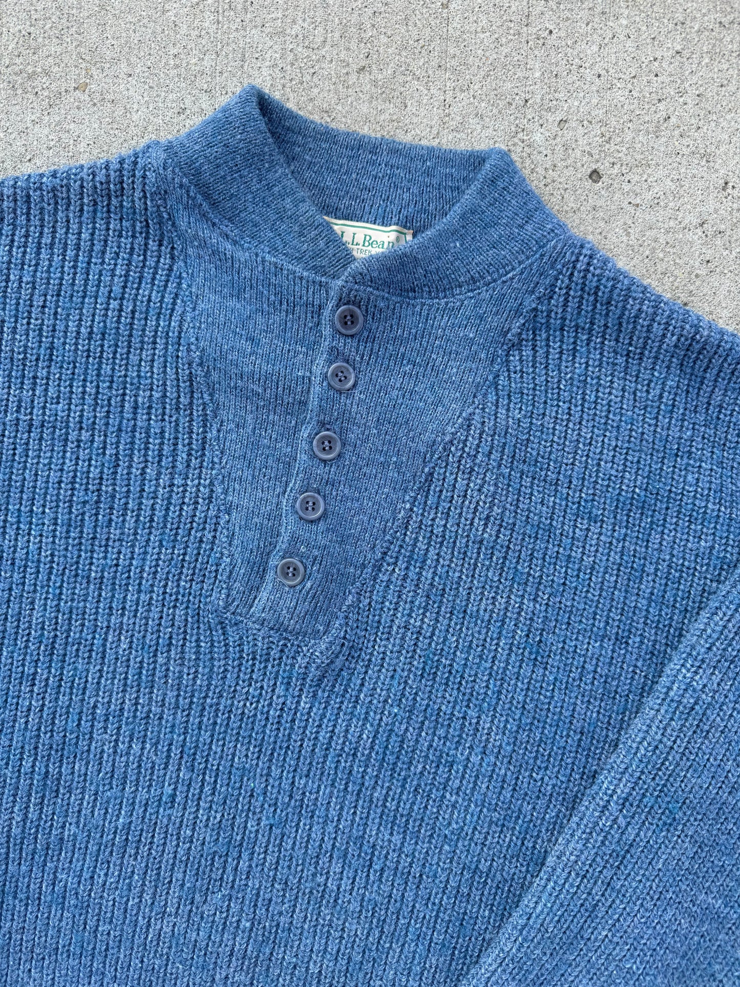 Vintage L.L. Bean High Trek Blue Henley Sweater | Medium