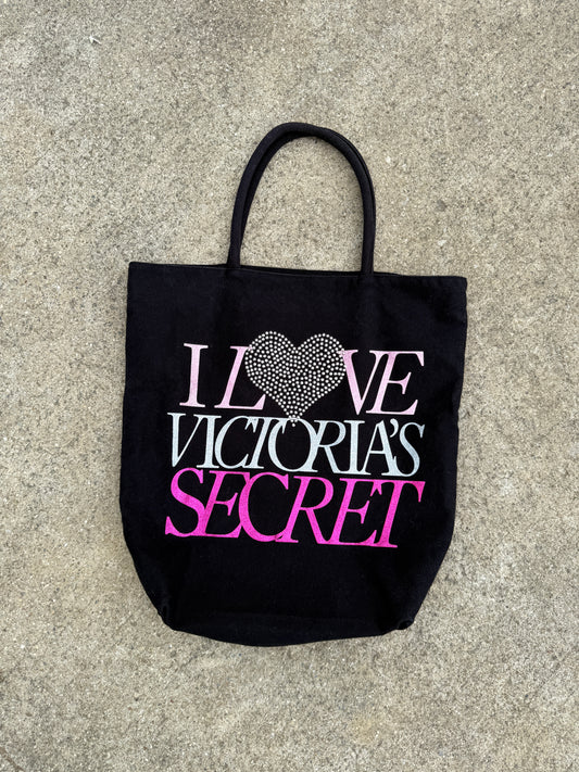 2000's Victorias Secret Black "I Love Victorias Secret" Tote Bag