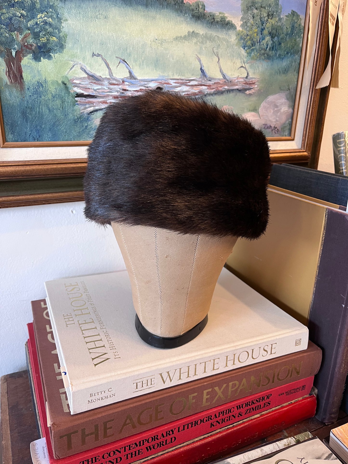 Vintage Mink Fur Pillbox Hat