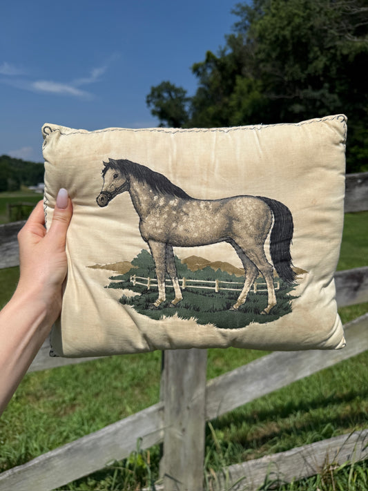 Vintage Horse Print Throw Pillow