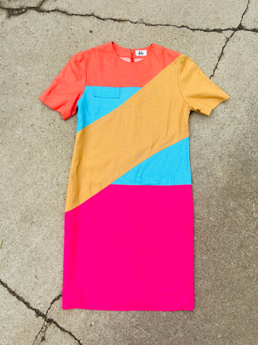 80's Helga Brand Colorblock Dress