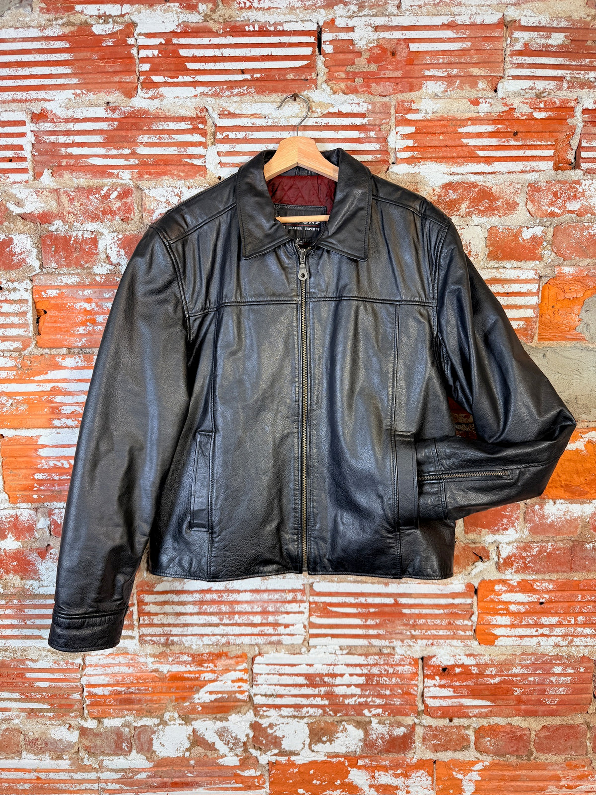 Vintage 1990's Wilson Black Leather Zip Up Jacket