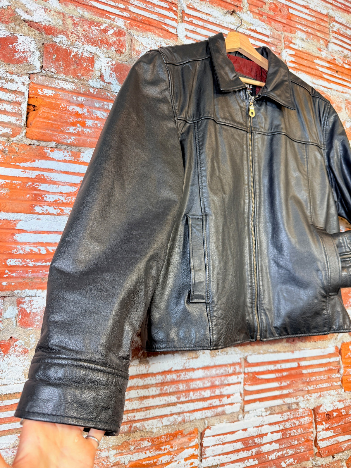 Vintage 1990's Wilson Black Leather Zip Up Jacket