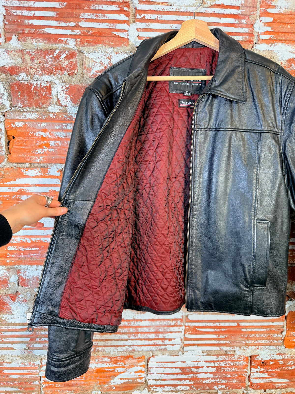 Vintage 1990's Wilson Black Leather Zip Up Jacket