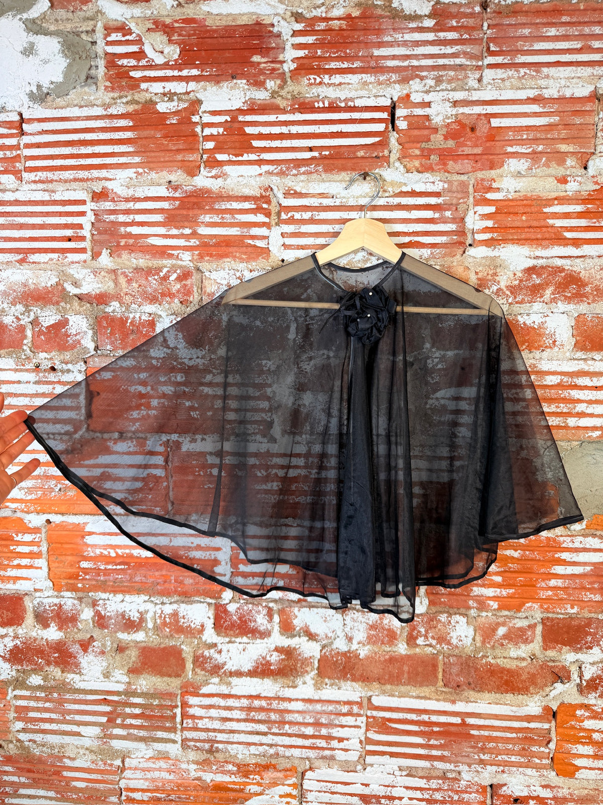 Vintage 1950's Black Chiffon Sheer Formal Cape