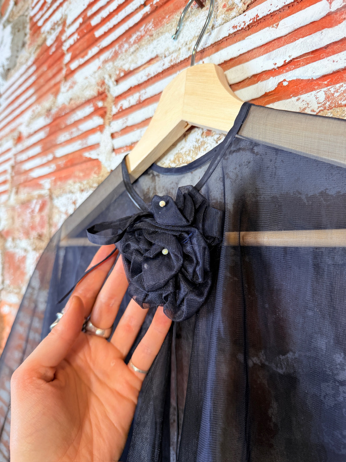 Vintage 1950's Black Chiffon Sheer Formal Cape