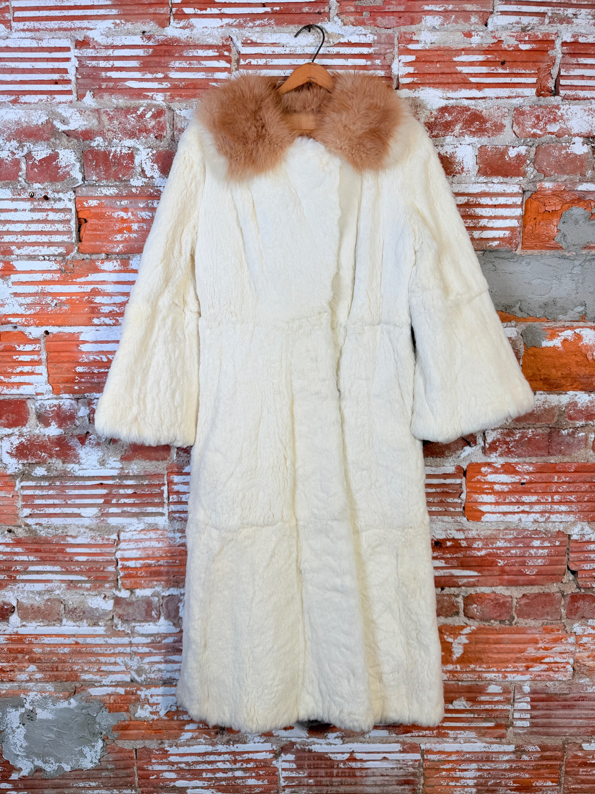Vintage 1950's White Ermine & Fox Fur Collar Trench Coat