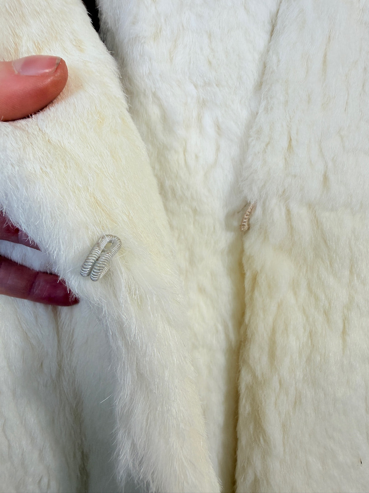 Vintage 1950's White Ermine & Fox Fur Collar Trench Coat