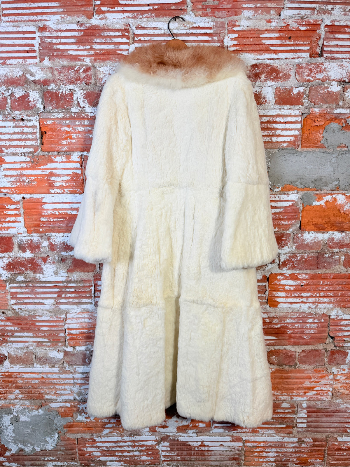 Vintage 1950's White Ermine & Fox Fur Collar Trench Coat