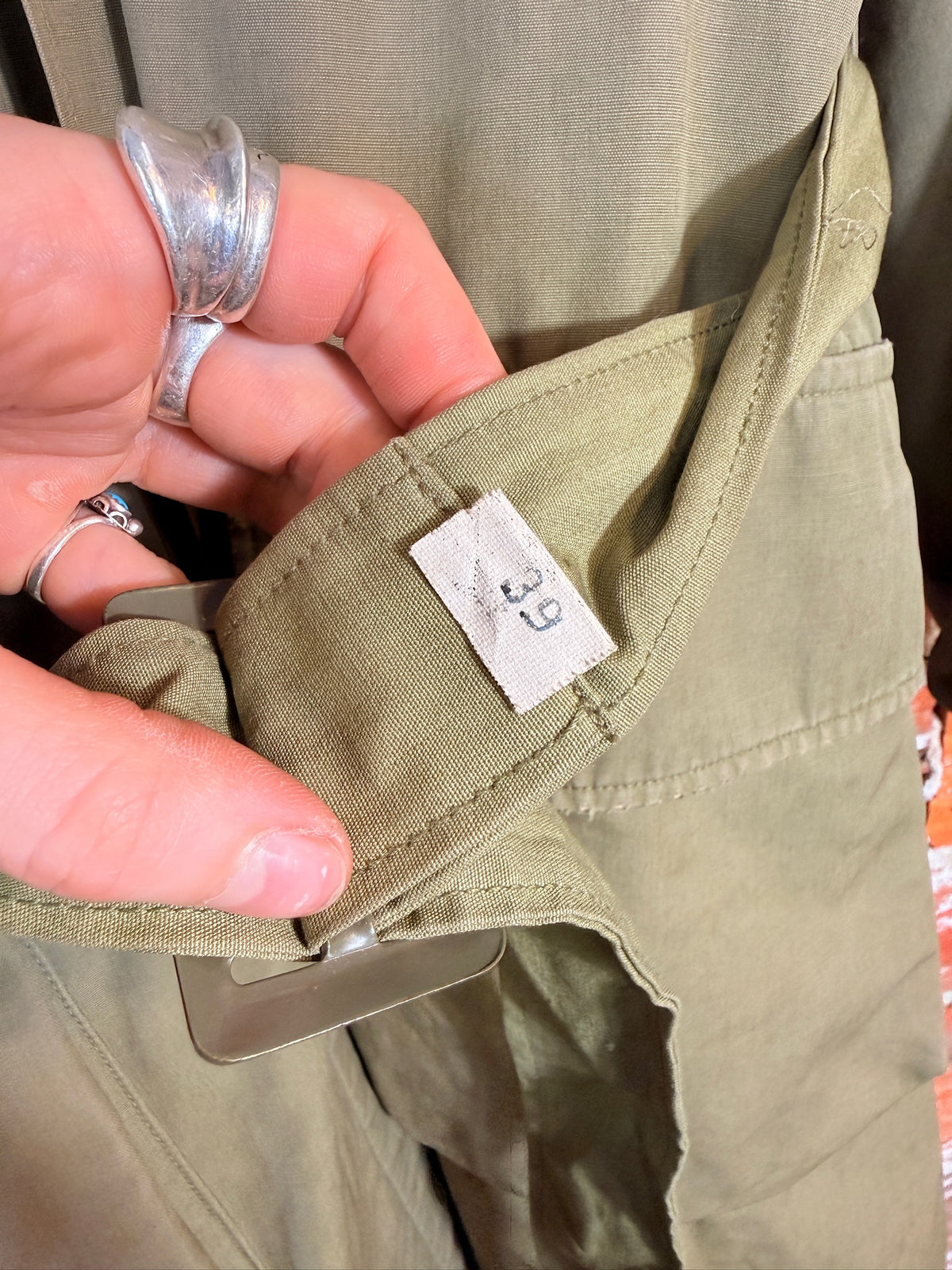Vintage 1950's Green Military Canvas Alpaca-Lined Parka Trench Coat