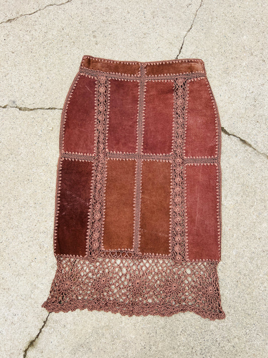 90's IDI by Mathew Leather Crochet Skirt