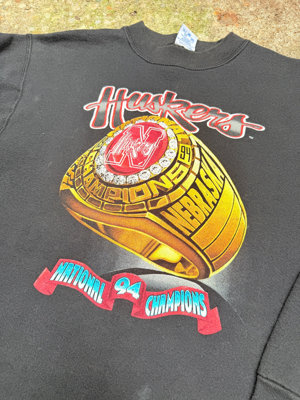 Vintage 1994 Champion Black Nebraska Huskers Crew Neck Sweatshirt