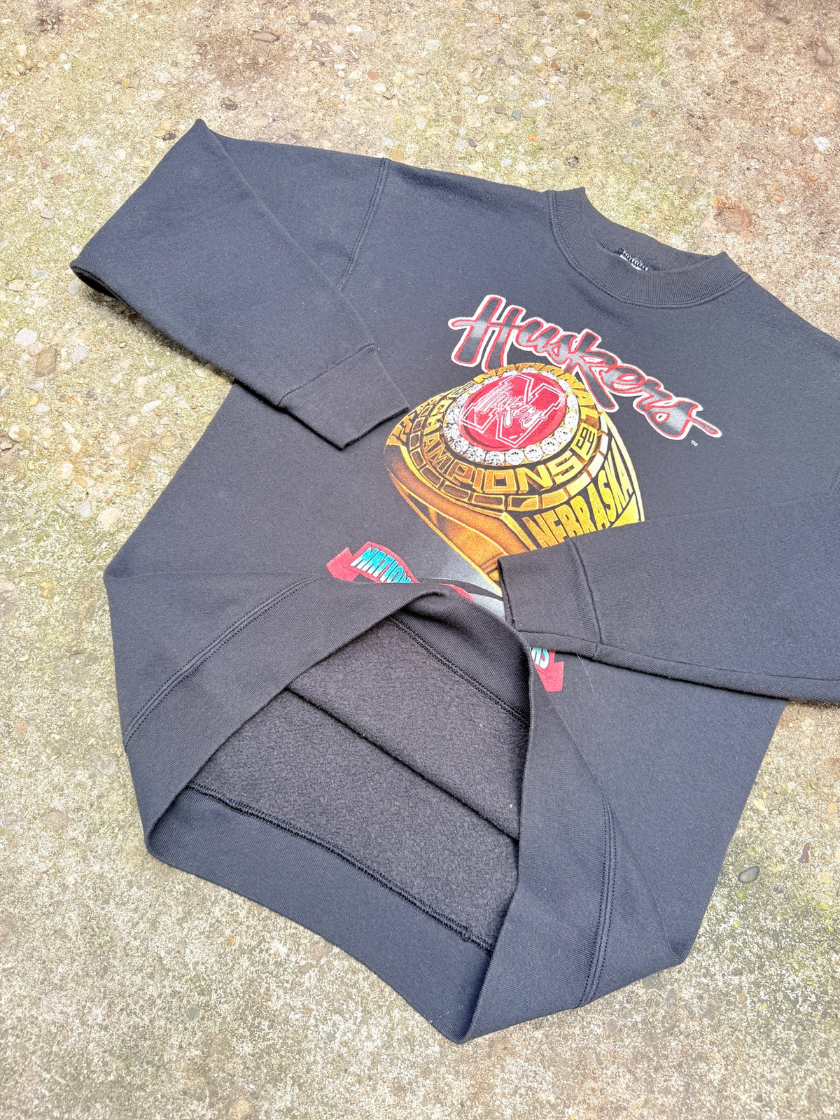 Vintage 1994 Champion Black Nebraska Huskers Crew Neck Sweatshirt