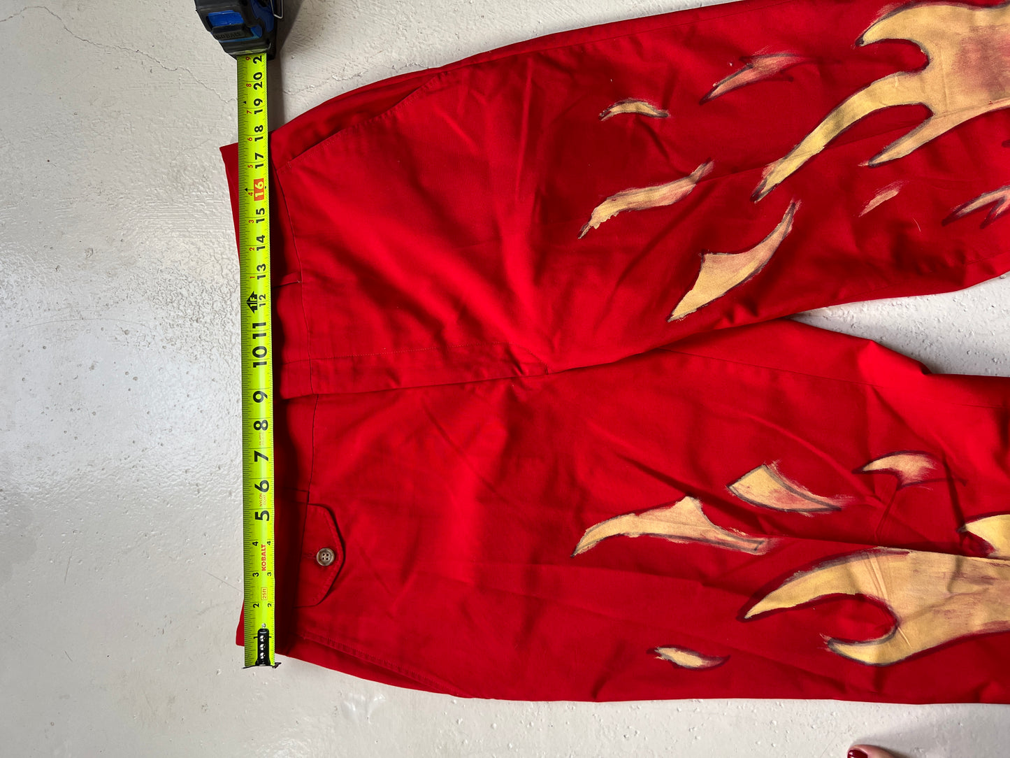 Vintage Hand Painted Fire Pants | Large (36)