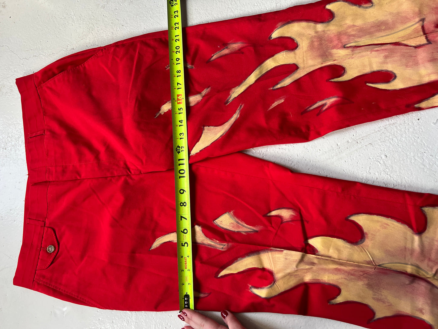 Vintage Hand Painted Fire Pants | Large (36)