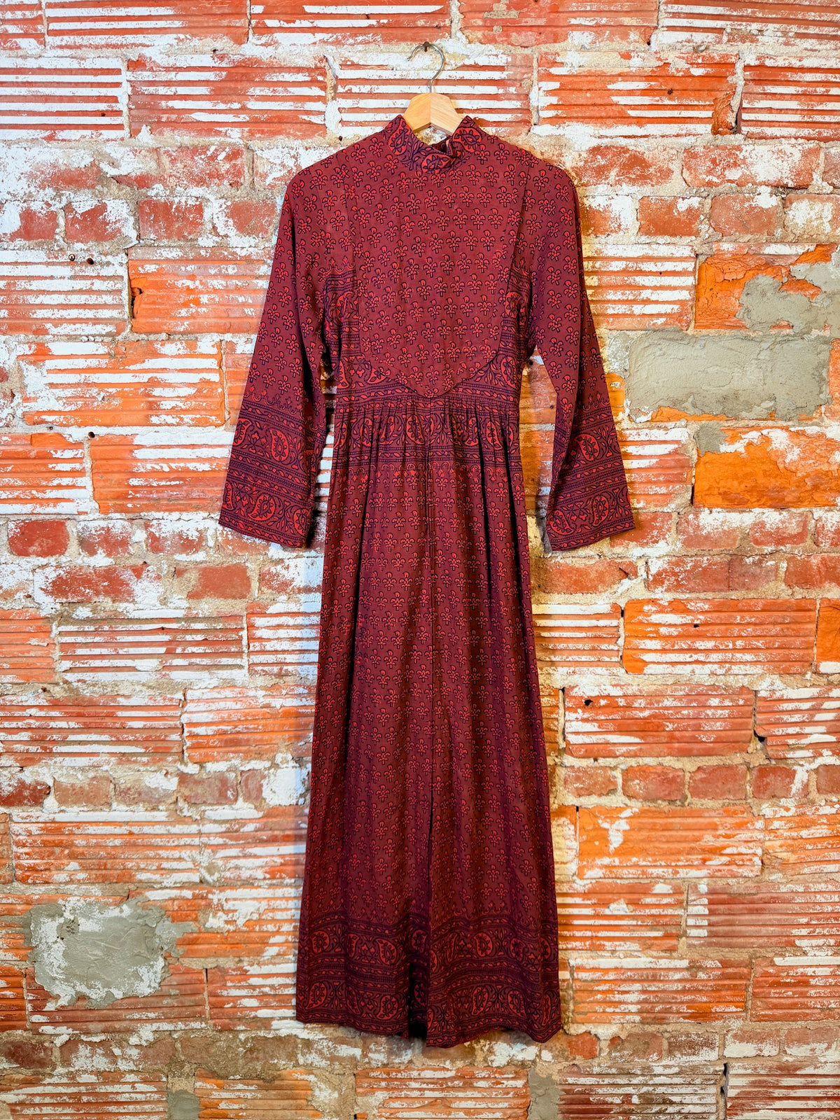 Vintage 1960's/70's Red & Black Sundeep Boho Maxi Dress