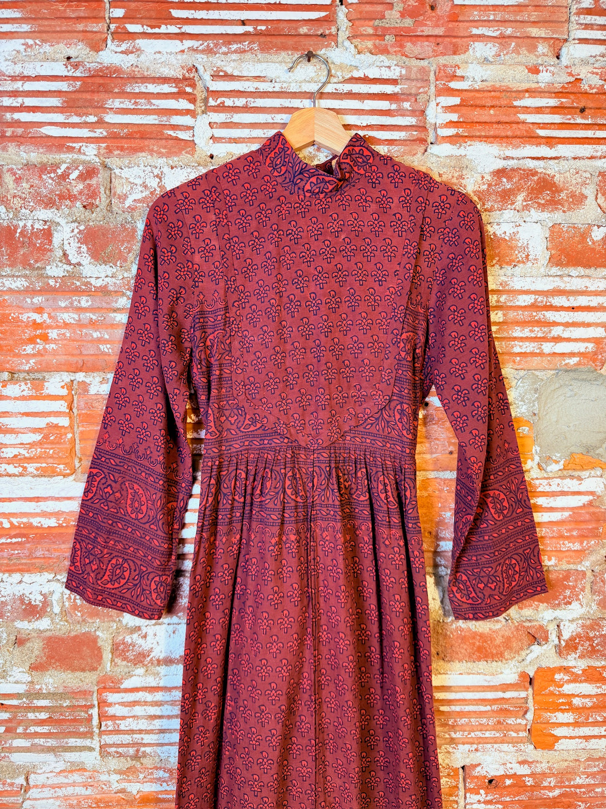 Vintage 1960's/70's Red & Black Sundeep Boho Maxi Dress