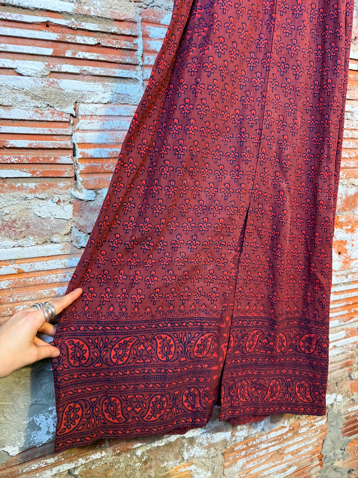 Vintage 1960's/70's Red & Black Sundeep Boho Maxi Dress