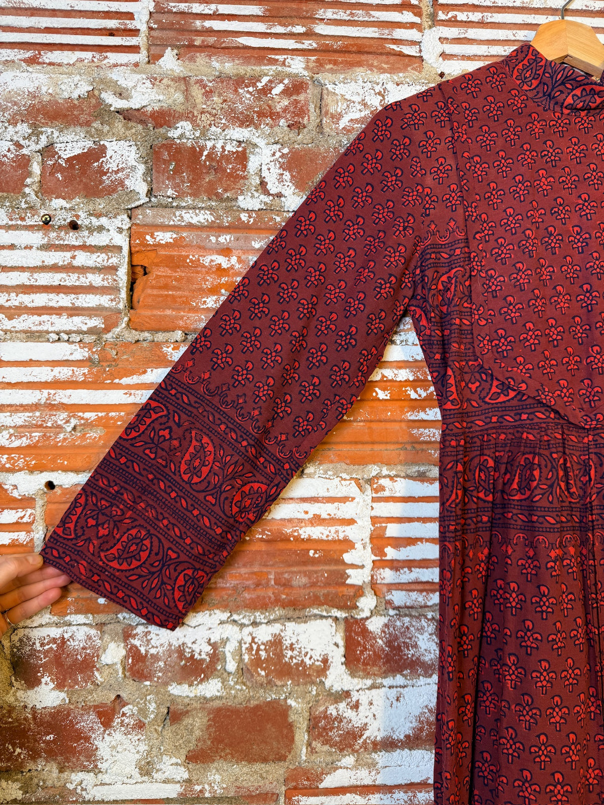 Vintage 1960's/70's Red & Black Sundeep Boho Maxi Dress