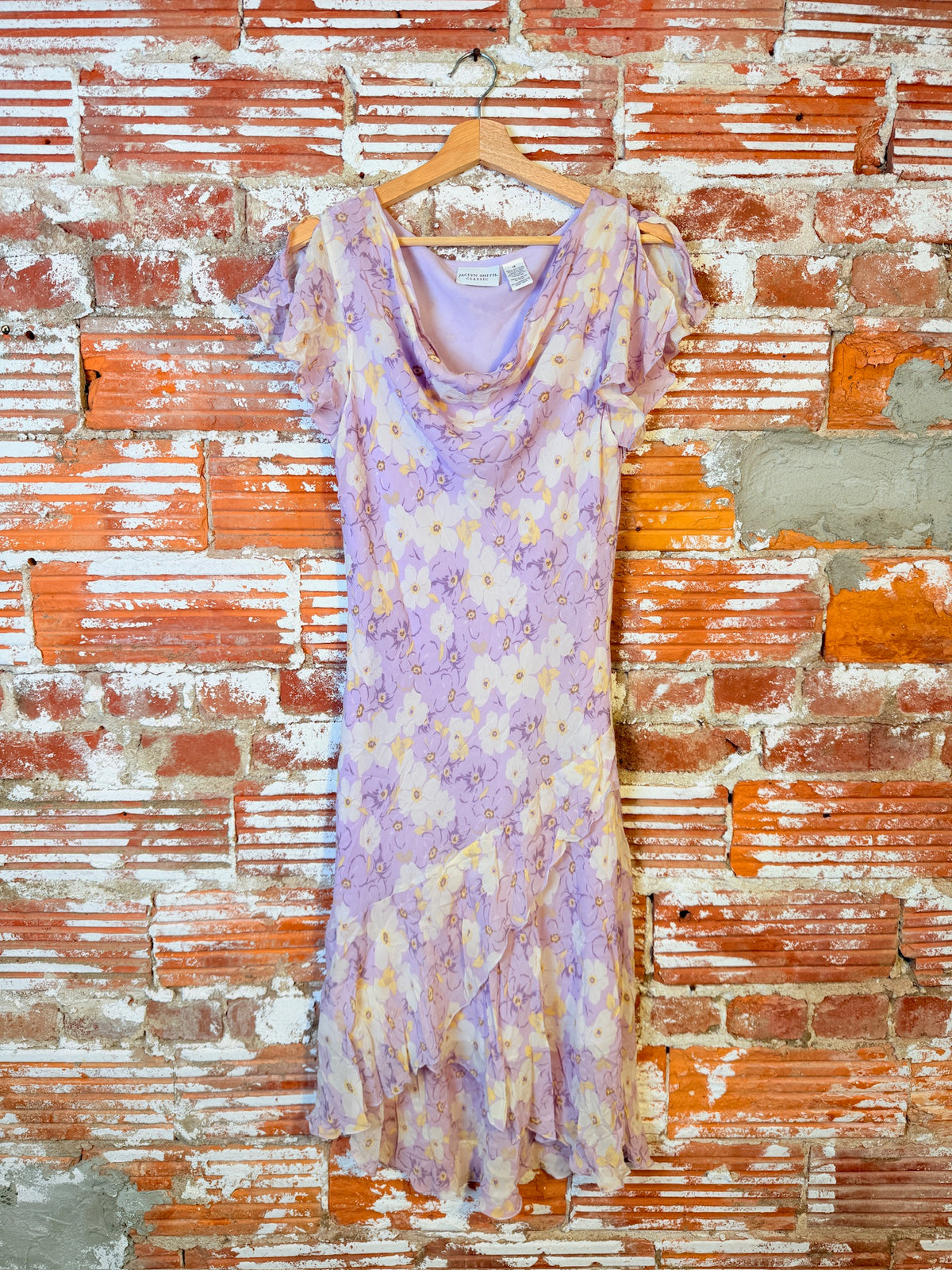 Vintage 1990's/00's Jaclyn Smith Purple Floral 100% Silk Midi Dress