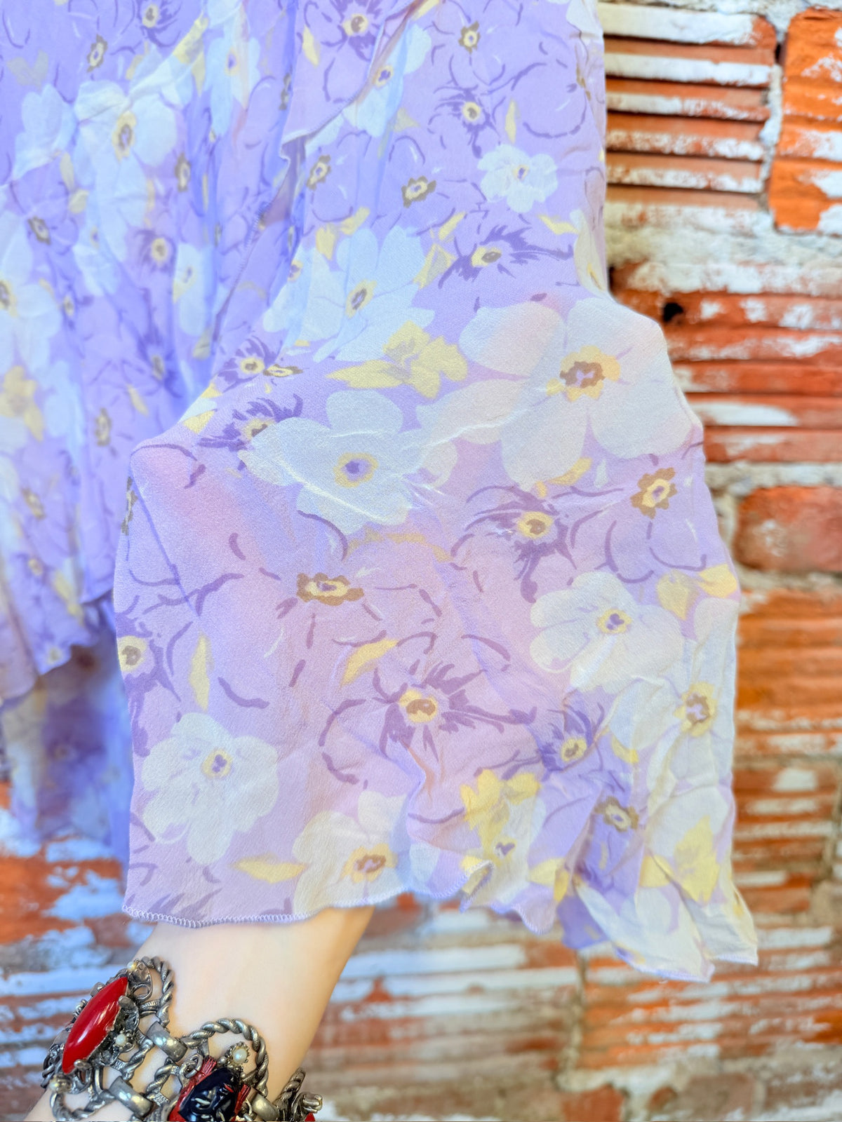 Vintage 1990's/00's Jaclyn Smith Purple Floral 100% Silk Midi Dress