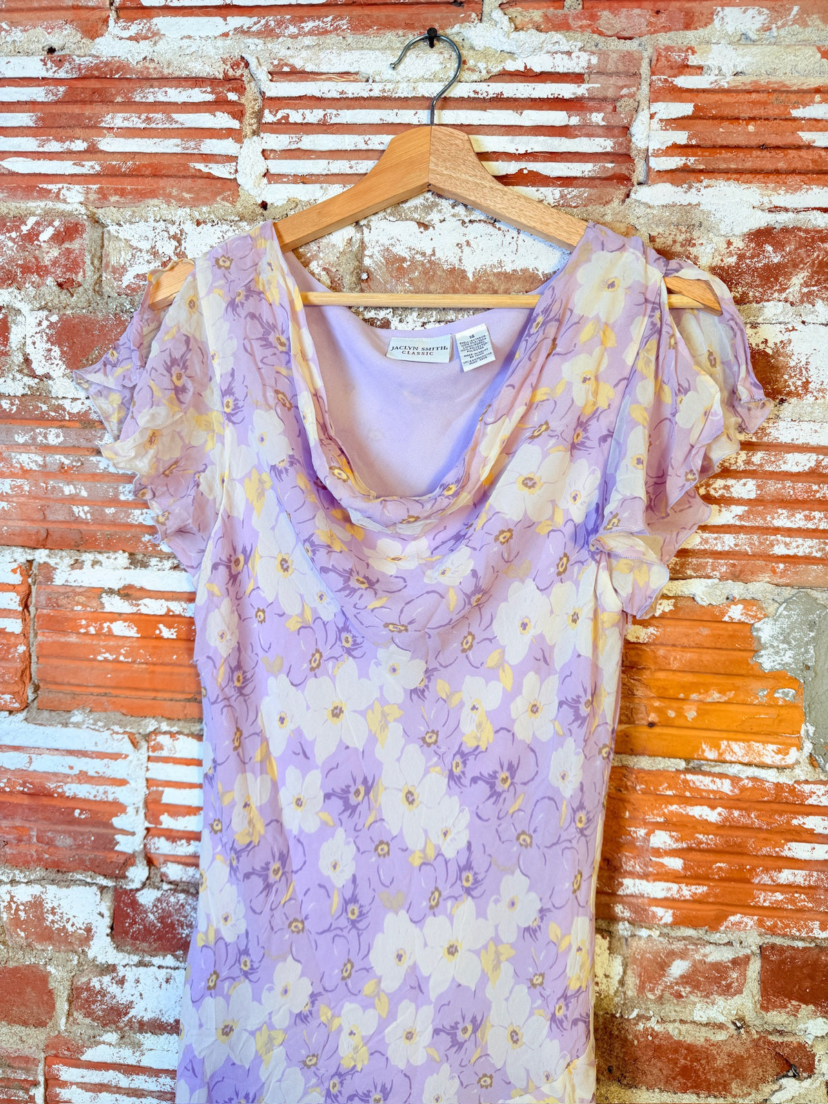 Vintage 1990's/00's Jaclyn Smith Purple Floral 100% Silk Midi Dress