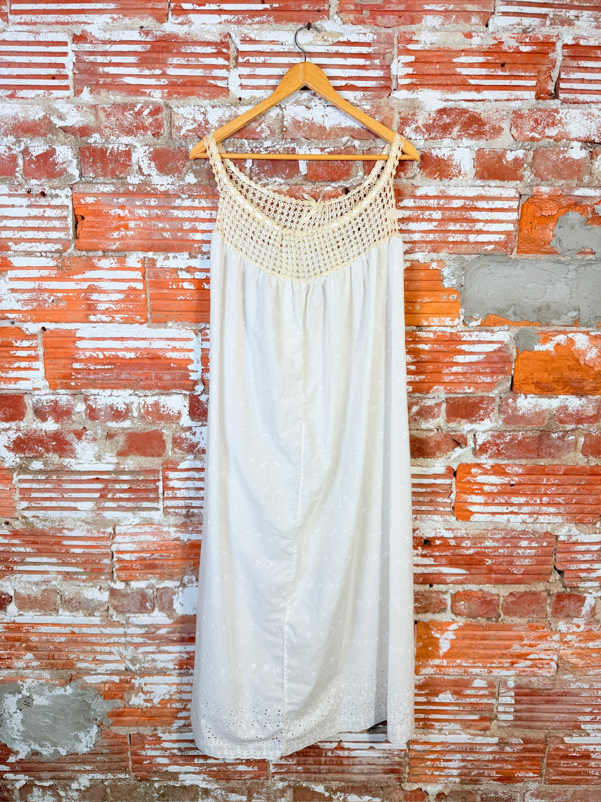 Vintage 1930’s/40’s Edwardian Style Crochet Top Eyelet Pattern Nightgown
