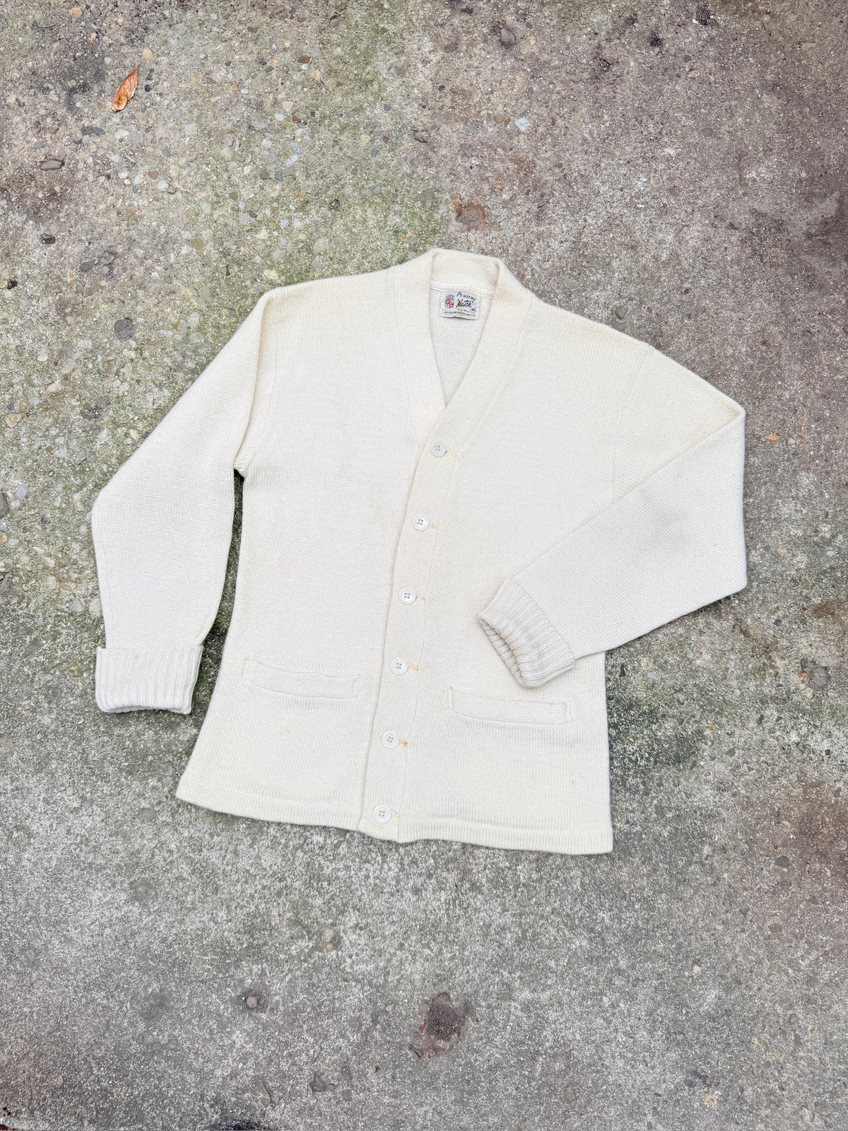 Vintage 1950's Puritan “Natch” Cream 100% Wool School Cardigan