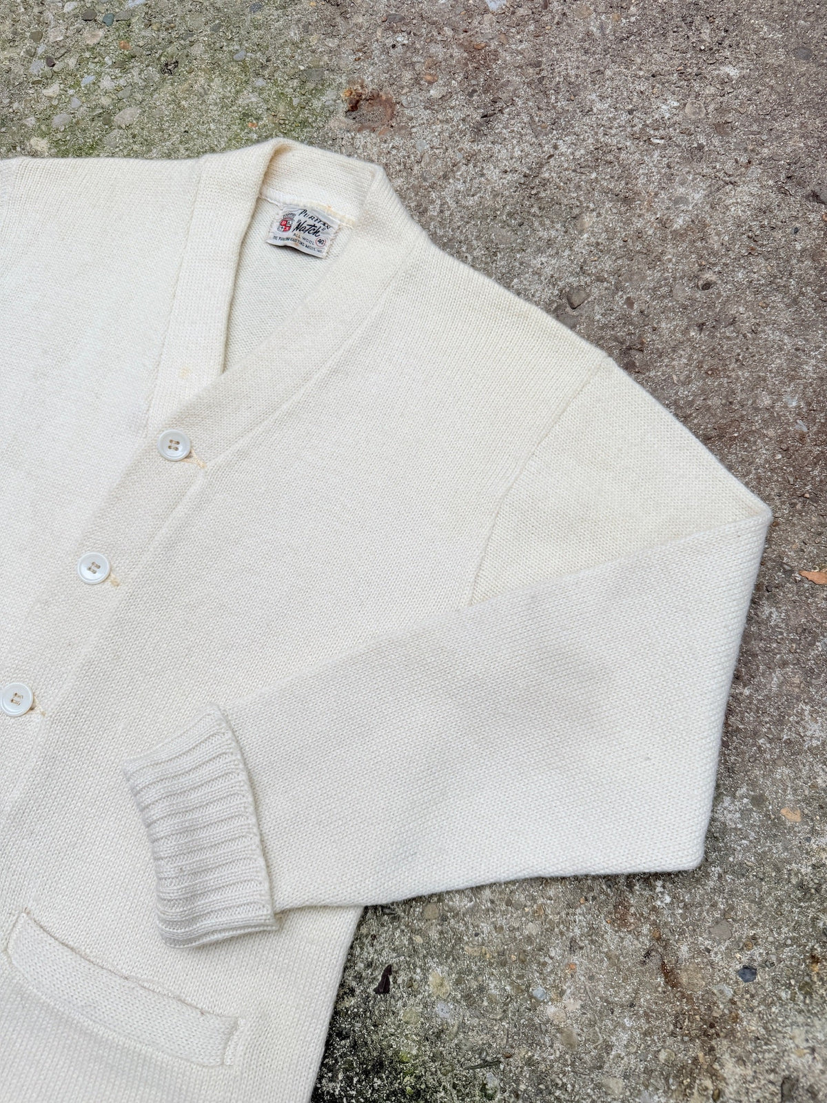 Vintage 1950's Puritan “Natch” Cream 100% Wool School Cardigan