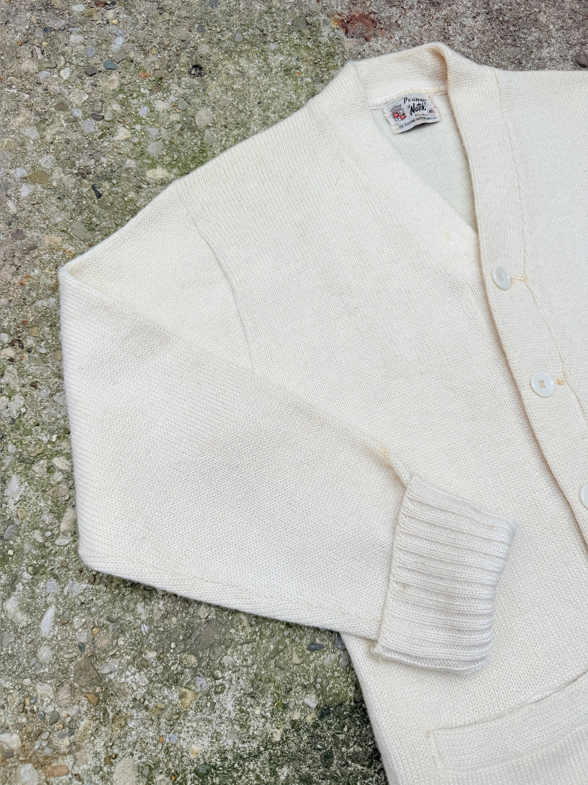 Vintage 1950's Puritan “Natch” Cream 100% Wool School Cardigan