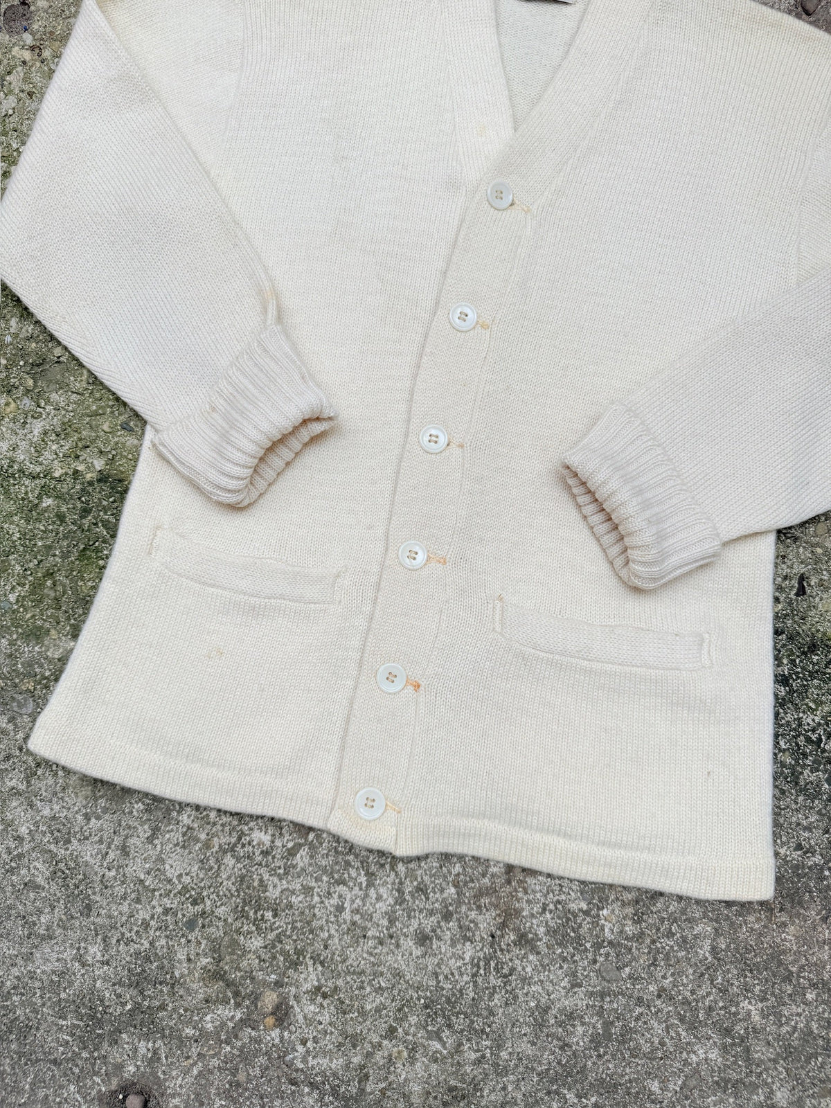 Vintage 1950's Puritan “Natch” Cream 100% Wool School Cardigan