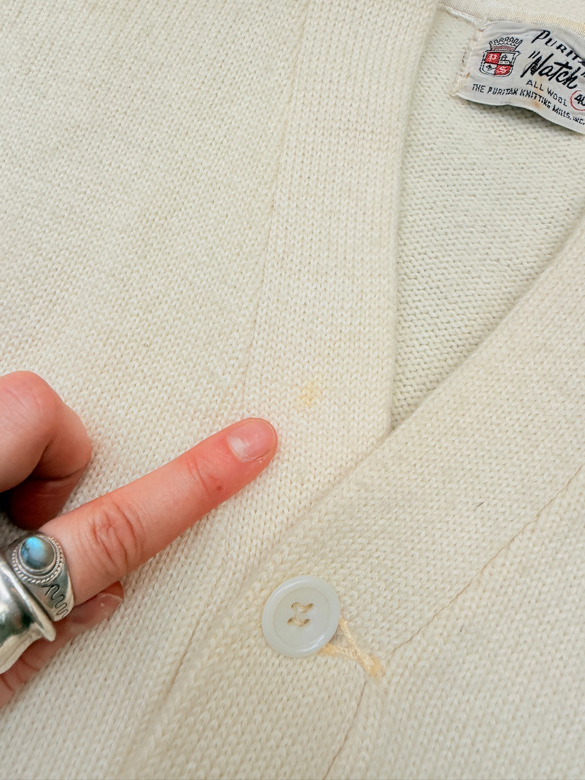 Vintage 1950's Puritan “Natch” Cream 100% Wool School Cardigan