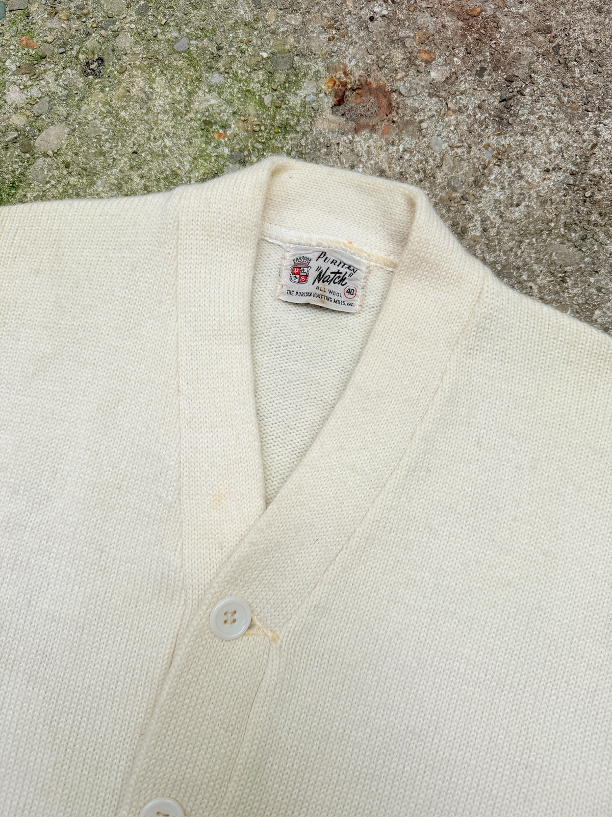 Vintage 1950's Puritan “Natch” Cream 100% Wool School Cardigan