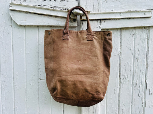 90's Leather Top Handle Market Bag