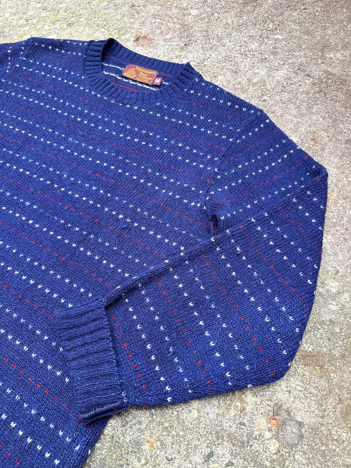 Vintage 1980's Penobscot Bay Blue Speckled Wool Sweater