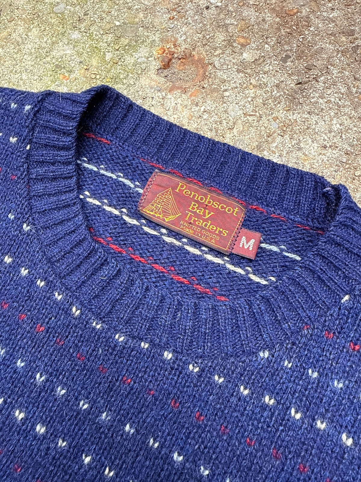 Vintage 1980's Penobscot Bay Blue Speckled Wool Sweater
