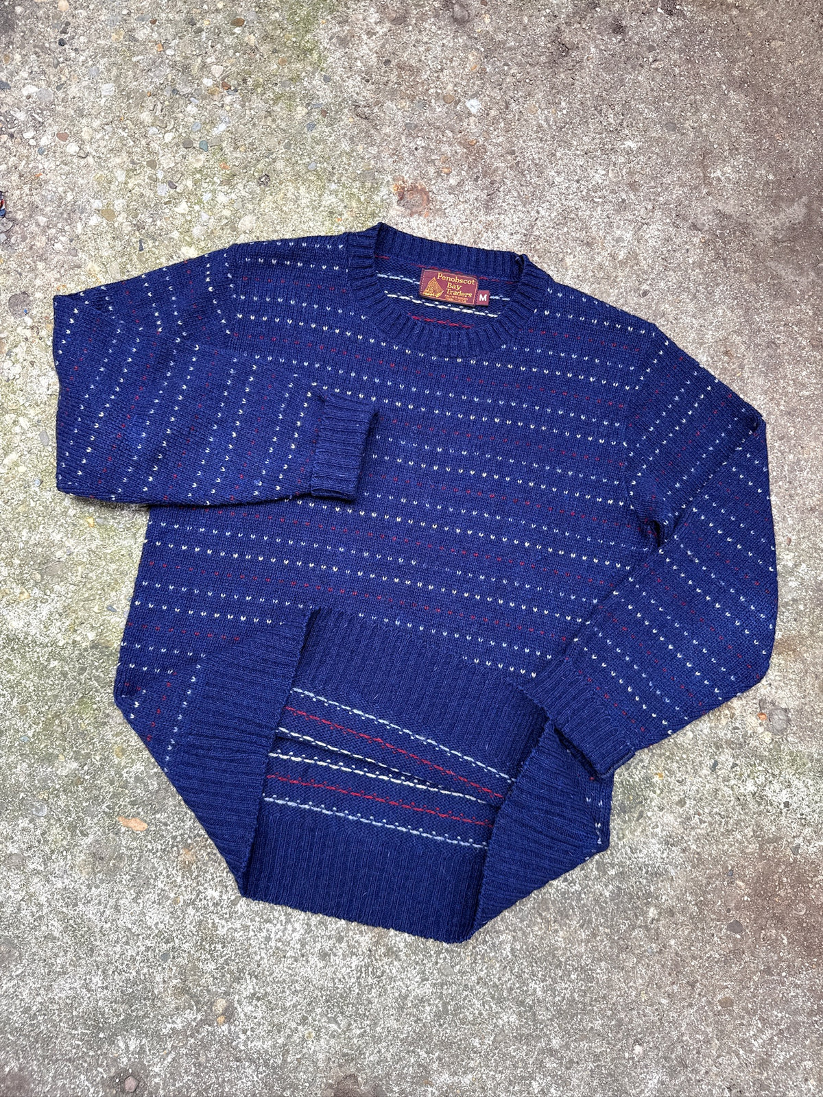 Vintage 1980's Penobscot Bay Blue Speckled Wool Sweater