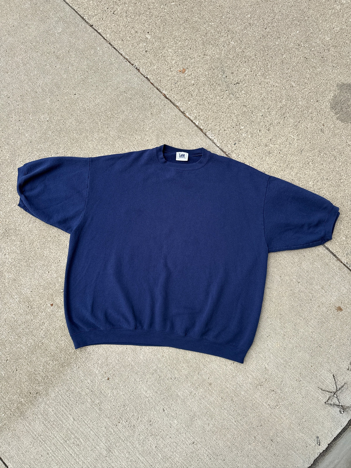 Vintage 1990's Lee Sport Navy Blue Short Sleeve Sweatshirt