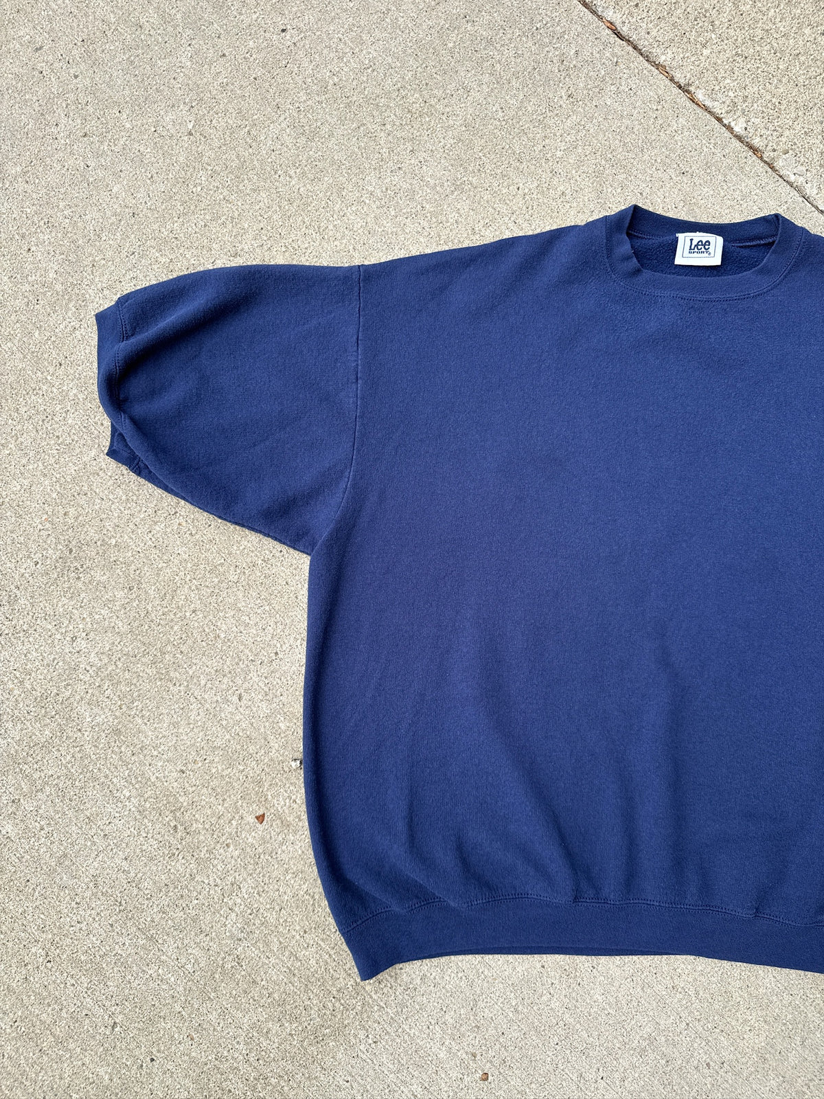 Vintage 1990's Lee Sport Navy Blue Short Sleeve Sweatshirt