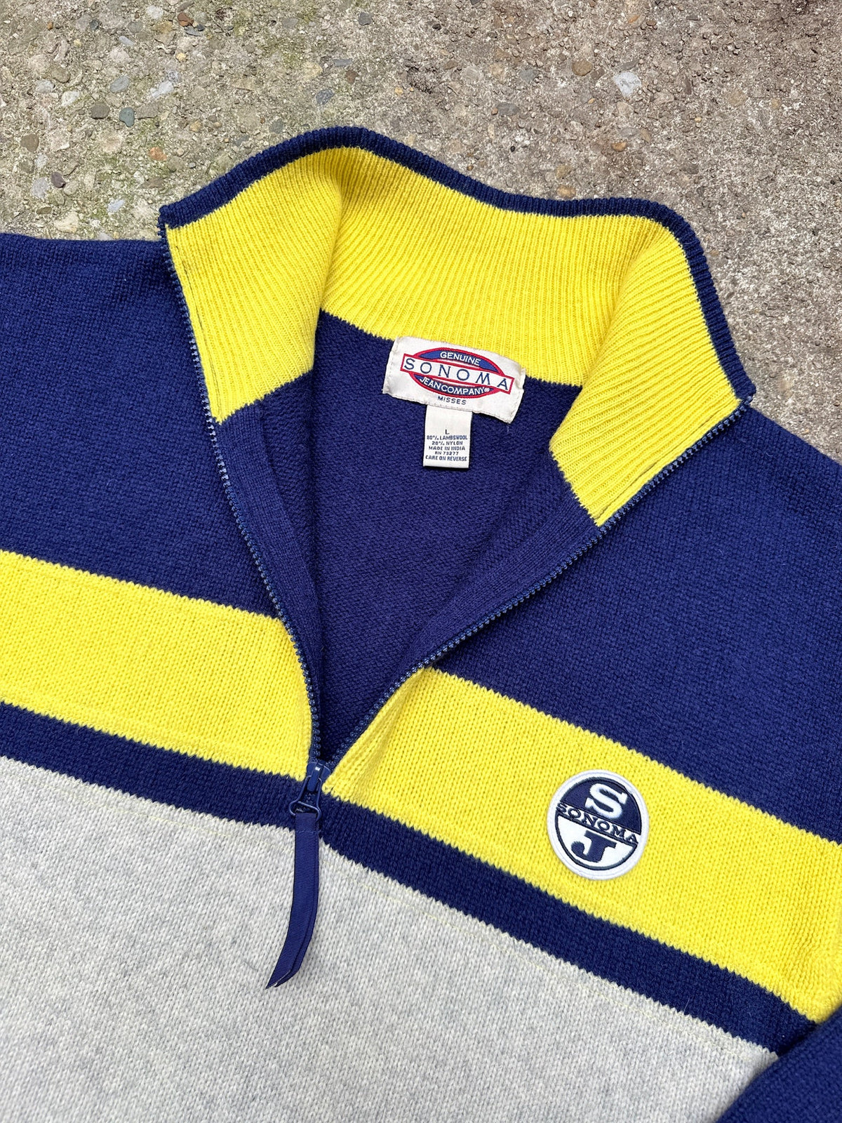 Vintage 1990's Sonoma Jeans Wool Blend Quarter Zip Pullover