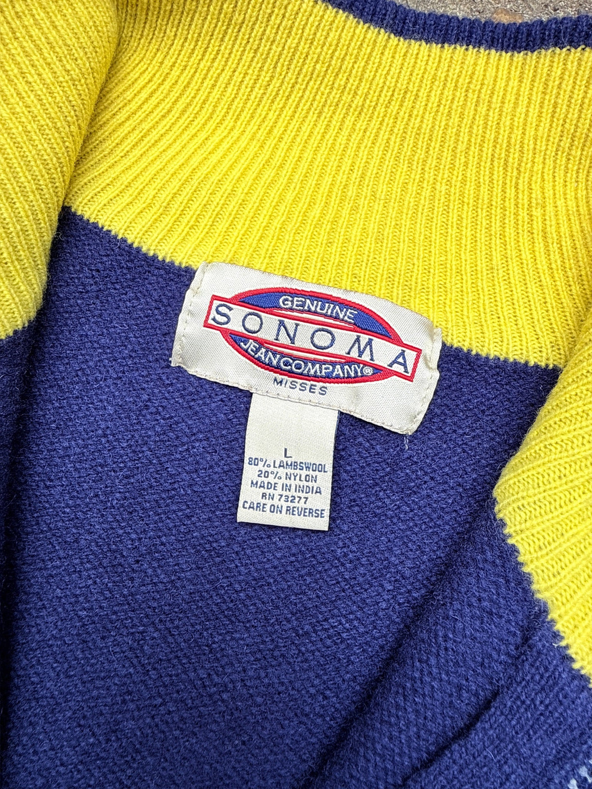 Vintage 1990's Sonoma Jeans Wool Blend Quarter Zip Pullover
