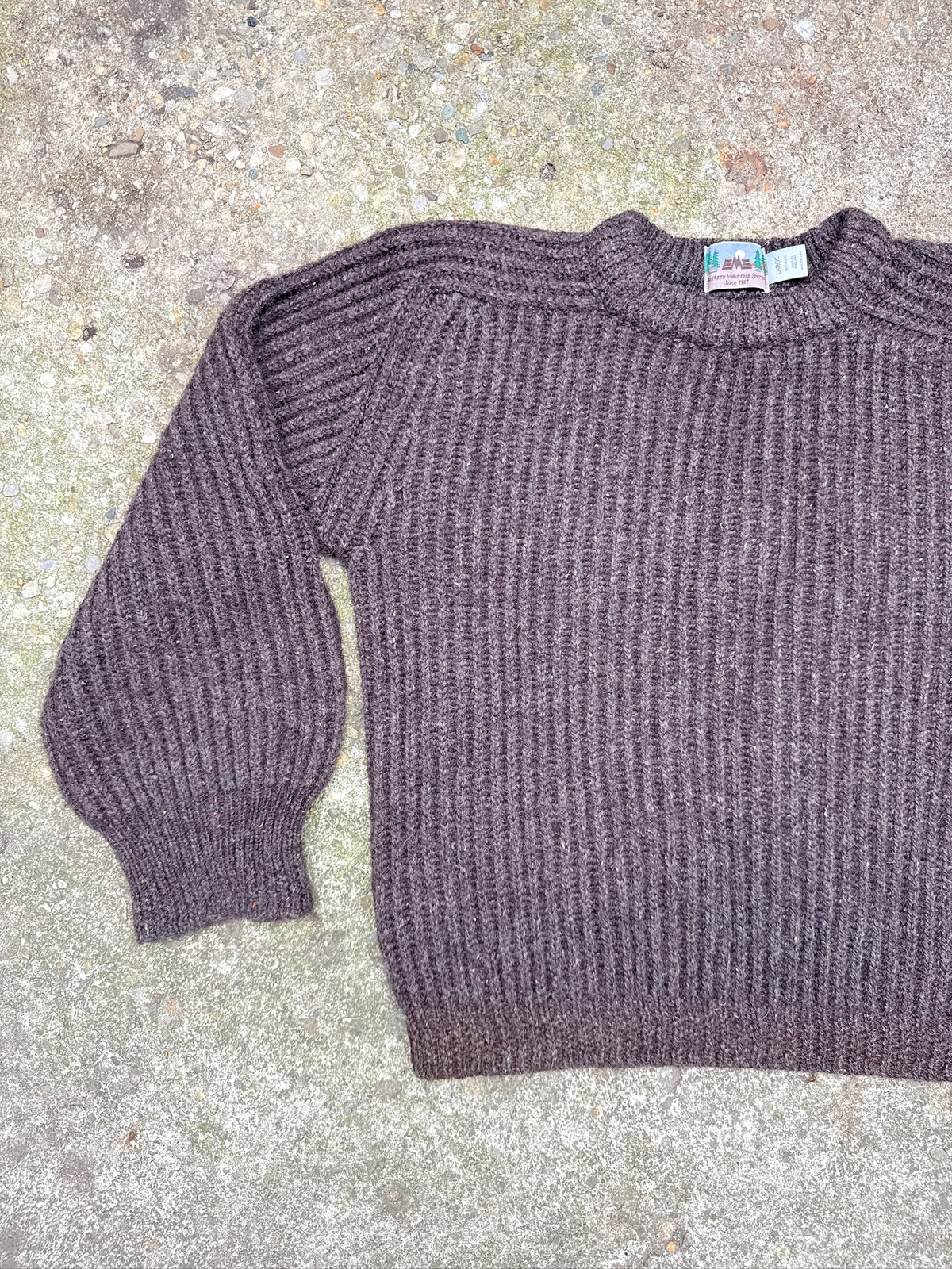 Vintage EMS Brand Brown Heavy Knit 100% Wool Sweater